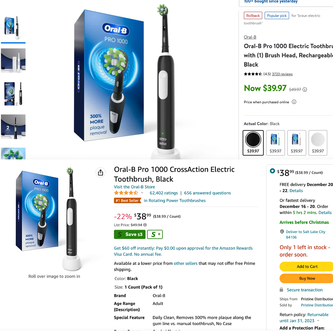 Oral B toothbrush